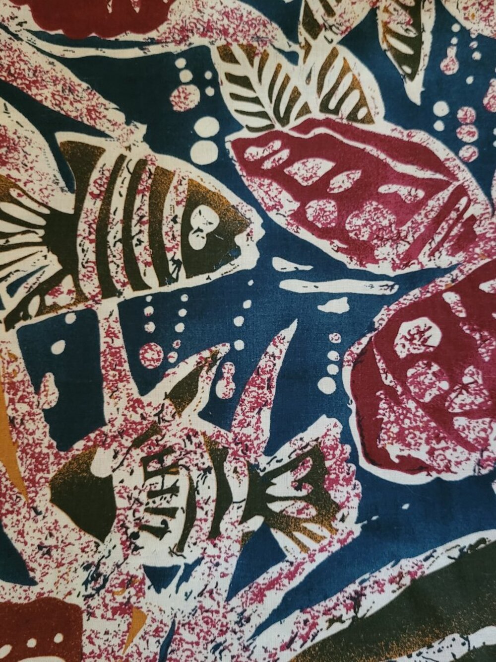 Lovely Blues & Pinks Florals and Fish Batik Fabric - 3 Yards by 45" Wide